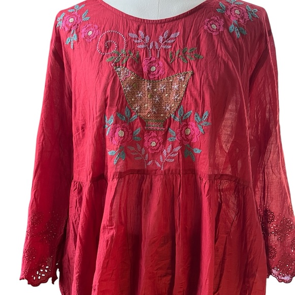 Gudrun Sjödén Dresses & Skirts - Gudrun Sjoden Embroidered  Top Dress Red Cotton  Size Large